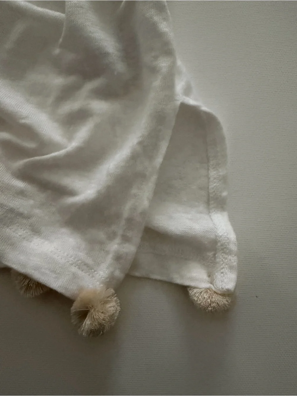 J. Crew White Pom-Hem Linen Tank Top